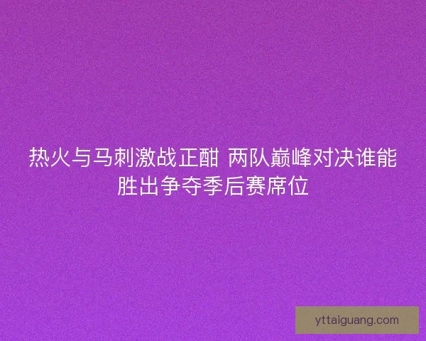 热火与马刺激战正酣 两队巅峰对决谁能胜出争夺季后赛席位