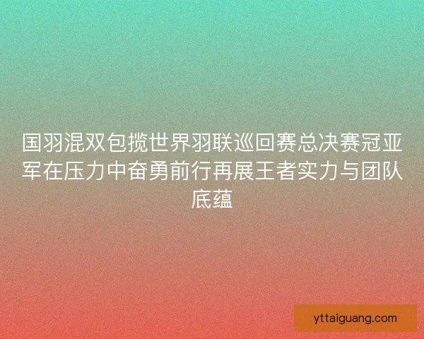 国羽混双包揽世界羽联巡回赛总决赛冠亚军在压力中奋勇前行再展王者实力与团队底蕴 国羽混双包揽世界羽联巡回赛总决赛冠亚军在压力中奋勇前行再展王者实力与团队底蕴